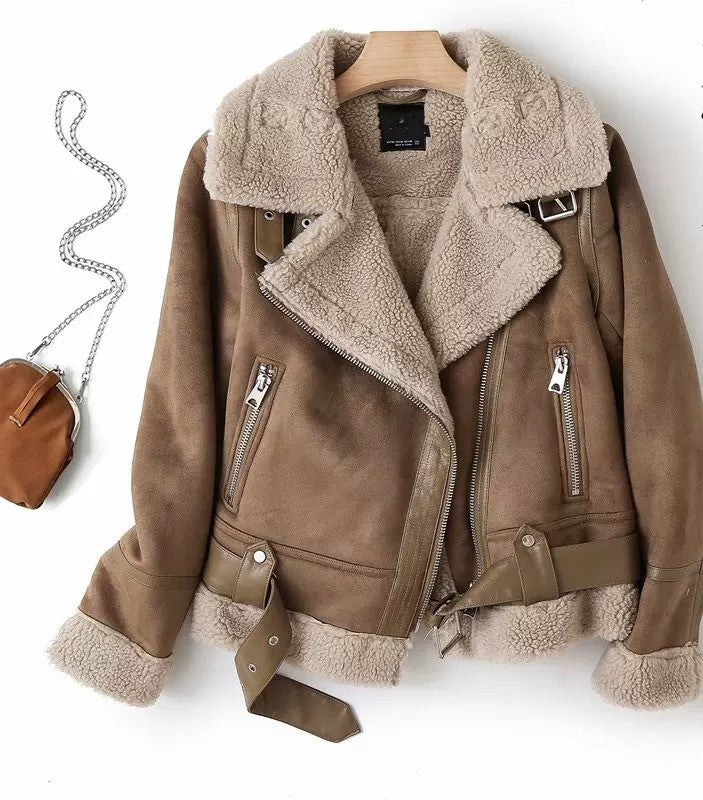 Stylish Shearling Leather Jacket