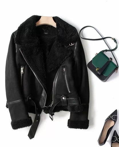 Stylish Shearling Leather Jacket