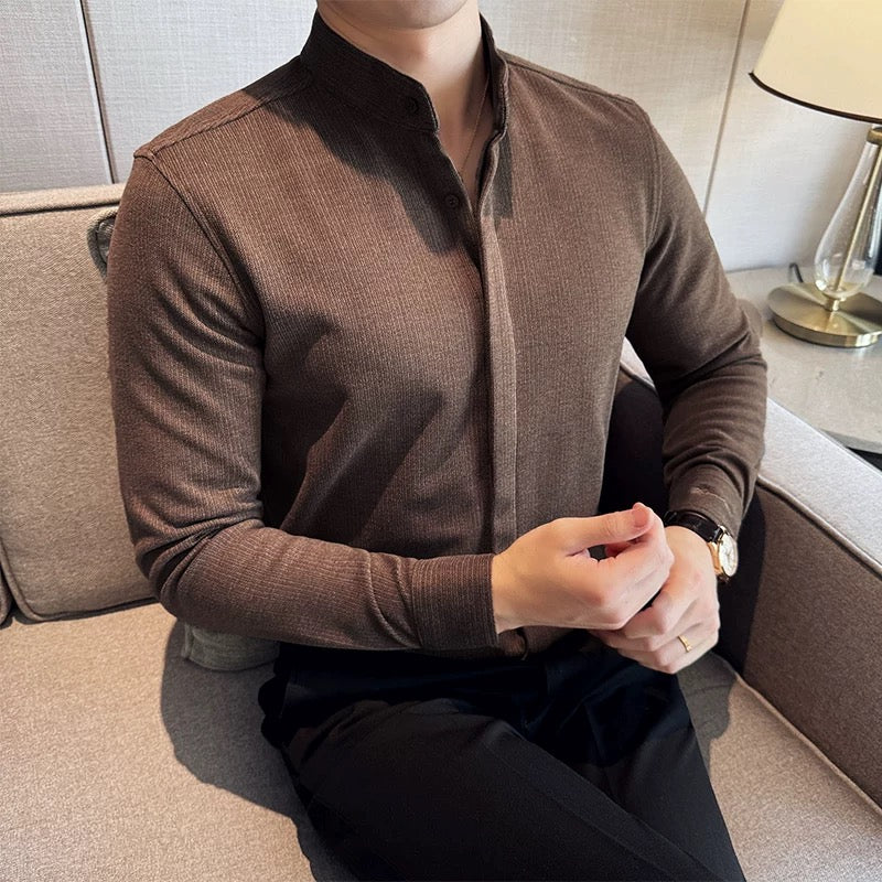 Elegant Stand Collar Long Sleeve Shirt