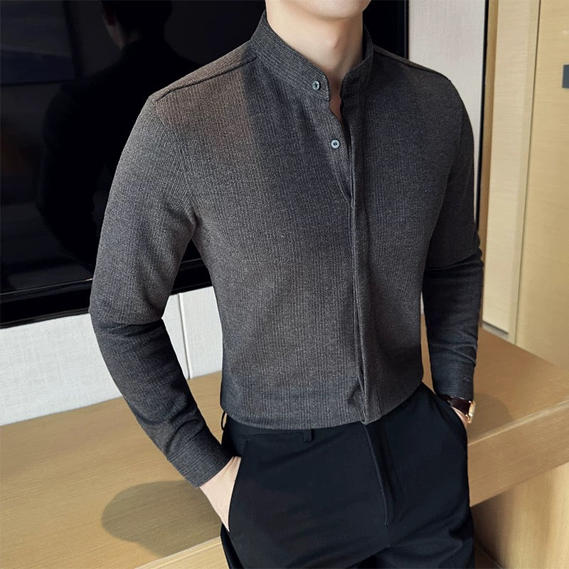 Elegant Stand Collar Long Sleeve Shirt