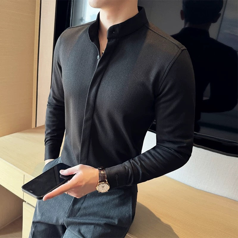 Elegant Stand Collar Long Sleeve Shirt