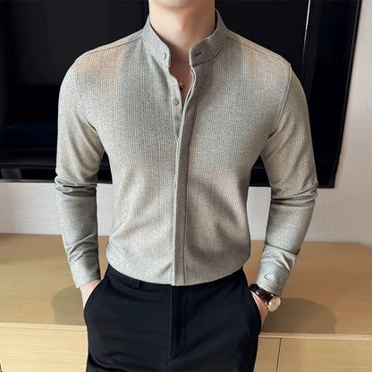 Elegant Stand Collar Long Sleeve Shirt