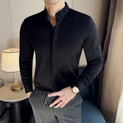 Elegant Stand Collar Long Sleeve Shirt