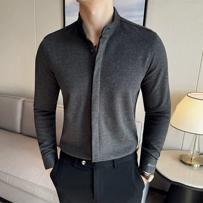 Elegant Stand Collar Long Sleeve Shirt