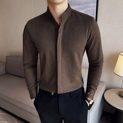 Elegant Stand Collar Long Sleeve Shirt