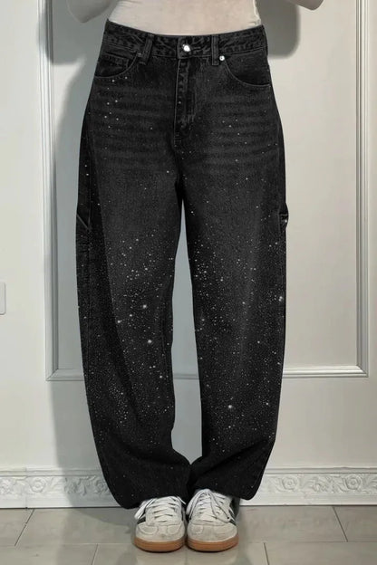 Casual Loose Rhinestone Harem Jeans