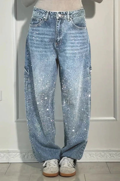 Casual Loose Rhinestone Harem Jeans