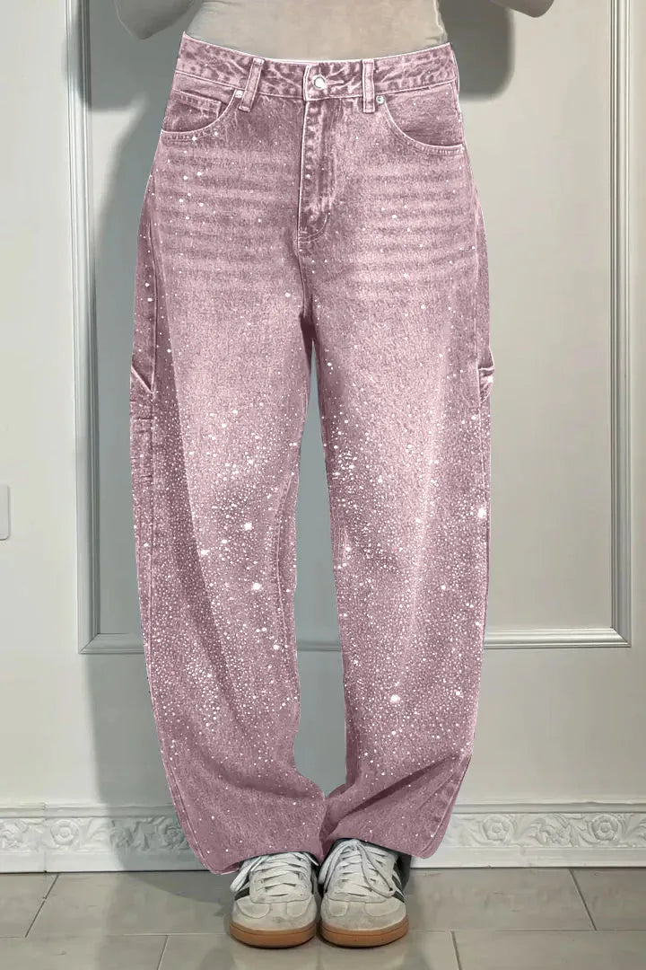 Casual Loose Rhinestone Harem Jeans