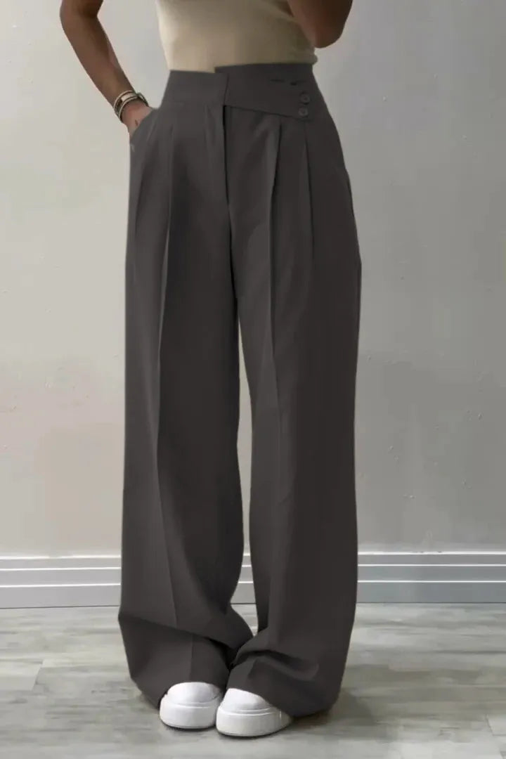 Relio's Irregular Waist Wide Leg Pants