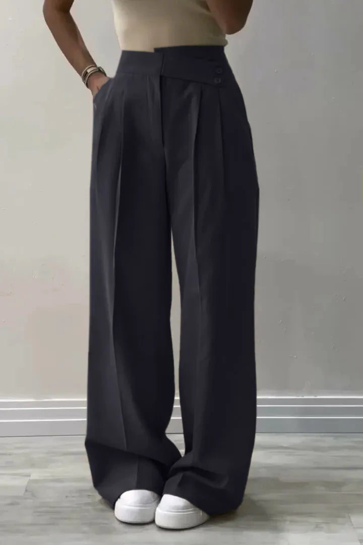 Relio's Irregular Waist Wide Leg Pants