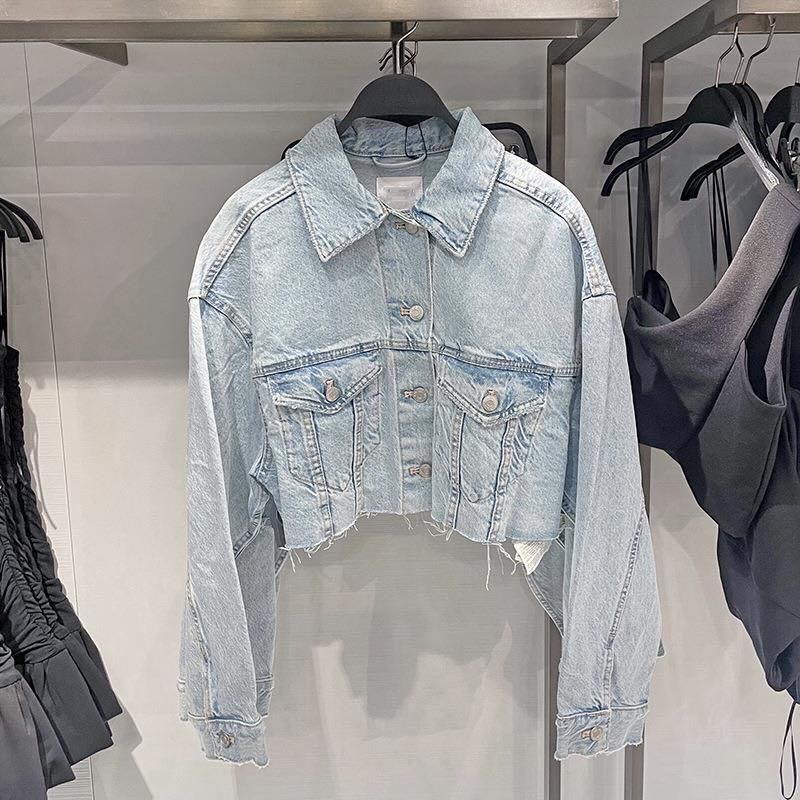 Trendy Distressed Cropped Women Jeans Jacket