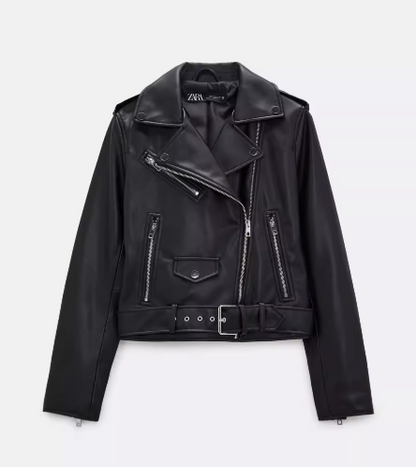 Stylish Cropped Women Biker Jacket