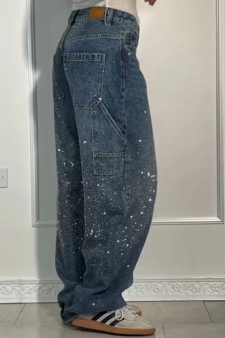 Casual Loose Rhinestone Harem Jeans