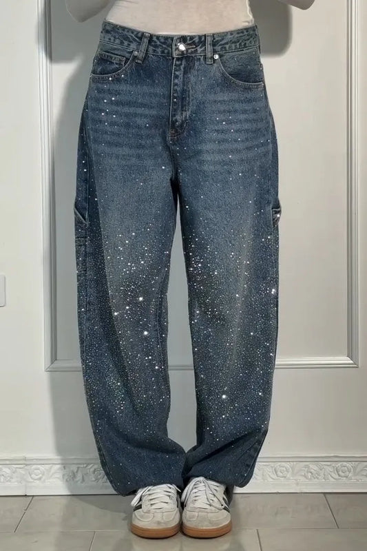 Casual Loose Rhinestone Harem Jeans